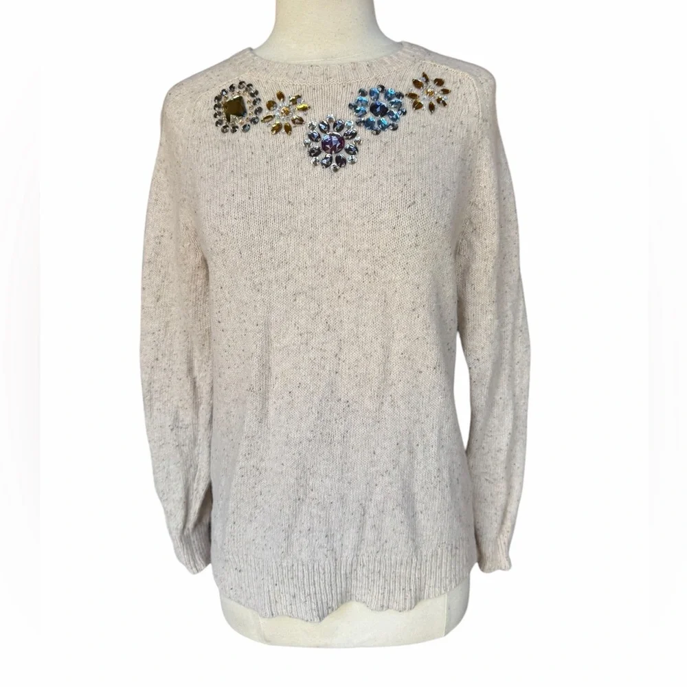 NWOT Y2K J.‎ Crew Jeweled Donegal Wool Crewneck Sweater
